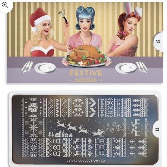 MoYou London nail art stamping plate Festive 30 NWOT - Picture 3 of 4